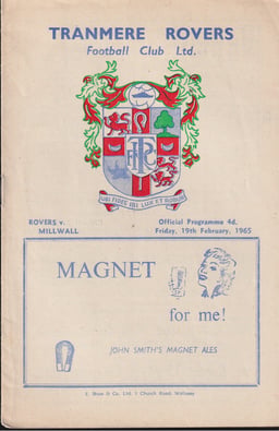 Tranmere Rovers v Millwall Match Programme 1965-02-19